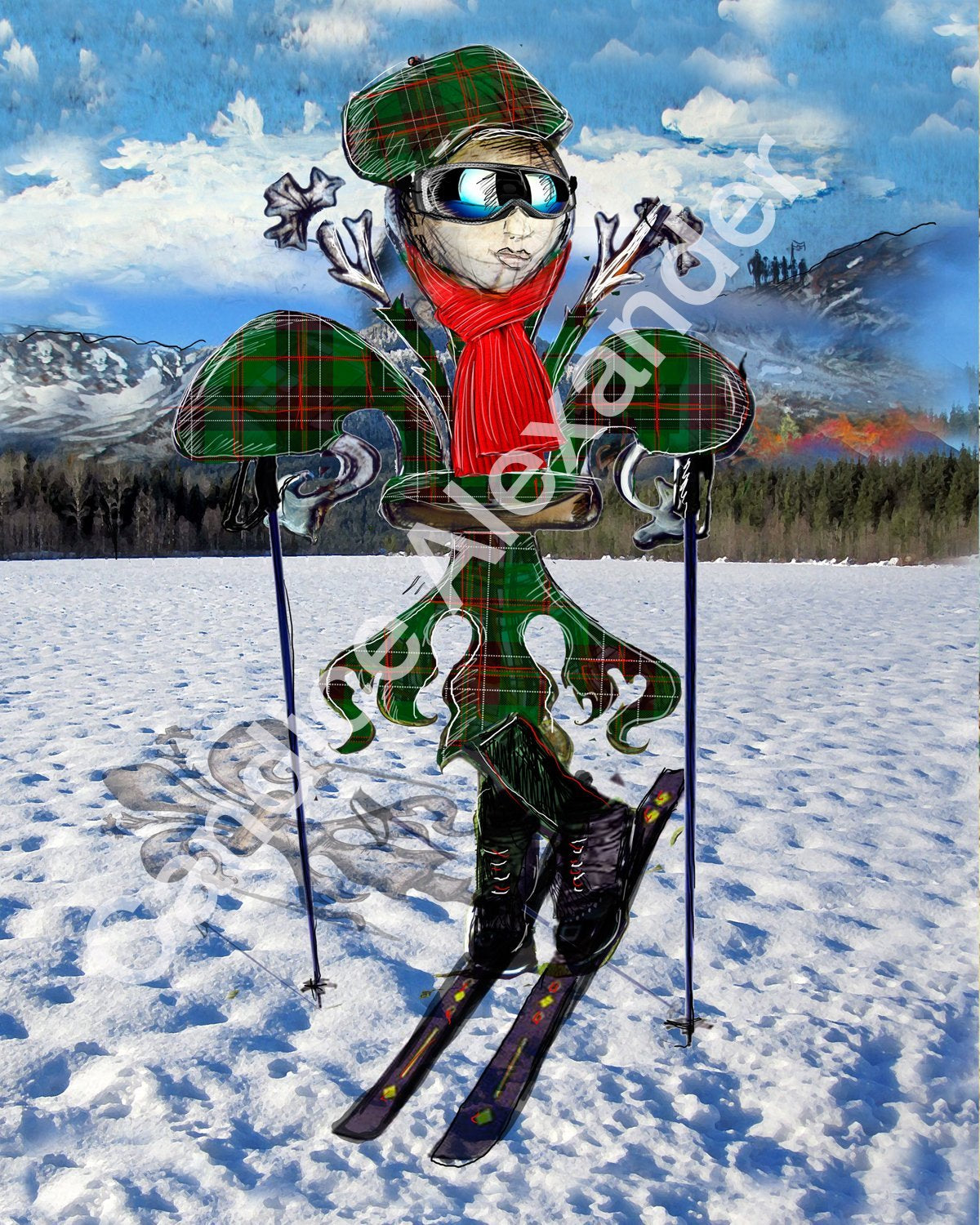 Skier Fleur De Lis by Candice Alexander Fleur De Lis Artist Fleur De Lis art by Candice Alexander, Louisiana Artist