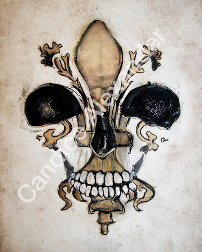 Skull Fleur De Lis art by Candice Alexander, Louisiana Artist Fleur De Lis Art by Candice Alexander Fleur de Lis Artist