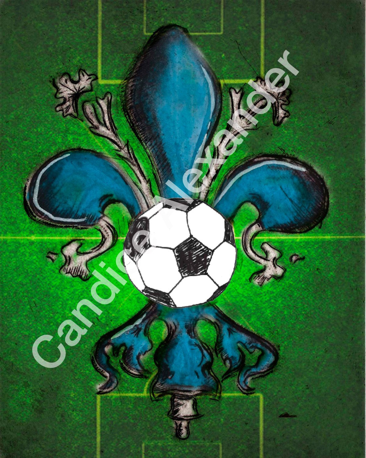 Soccer Fleur De Lis design by Candice Alexander Fleur De Lis art by Candice Alexander, Louisiana Artist