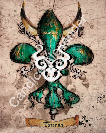 Taurus Fleur De Lis art by Candice Alexander, Louisiana Artist Fleur De Lis by Candice Alexander Fleur De Lis Artist