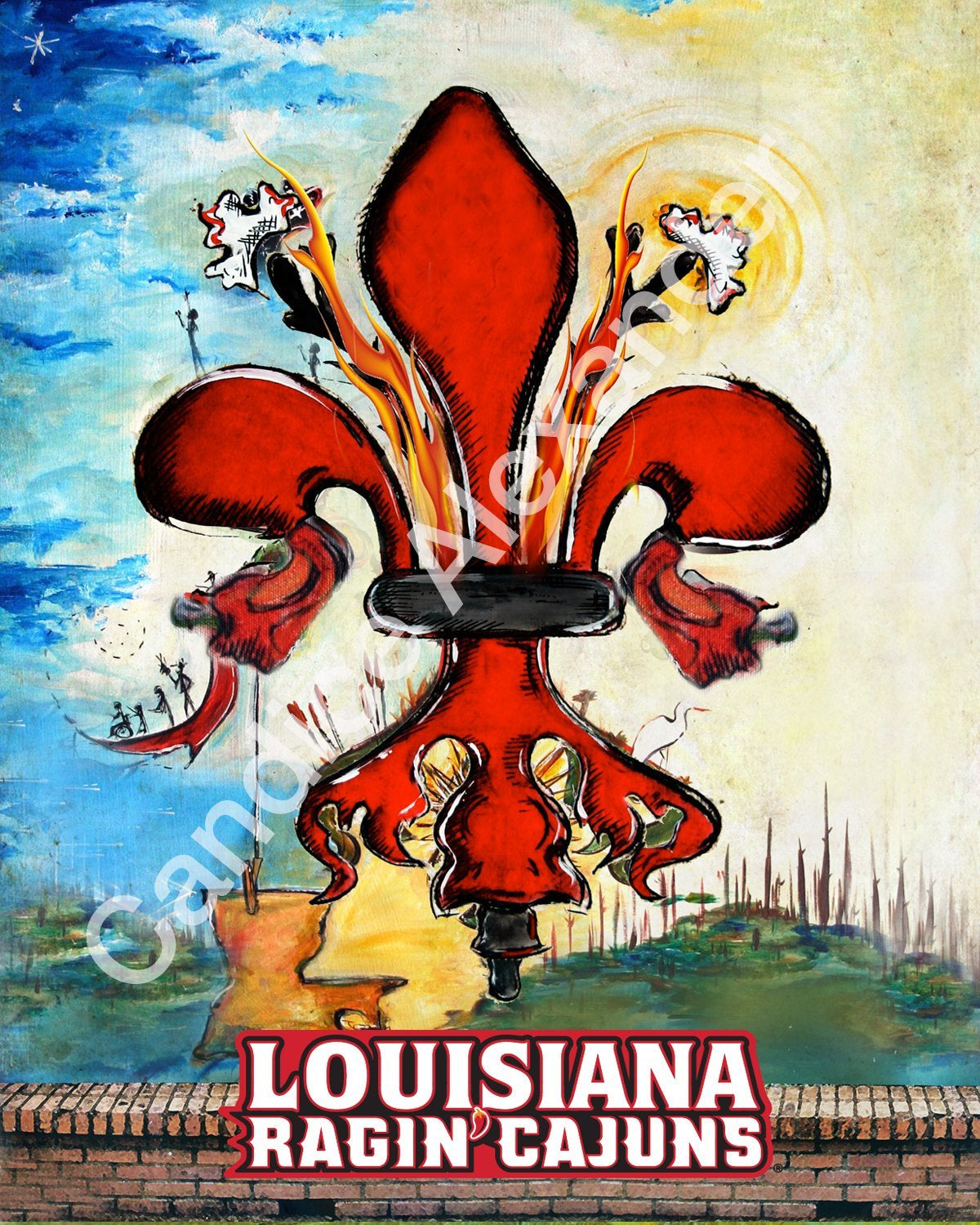 ULL Cajun Landscape Fleur De Lis Design by Candice Alexander, Fleur De Lis Artist