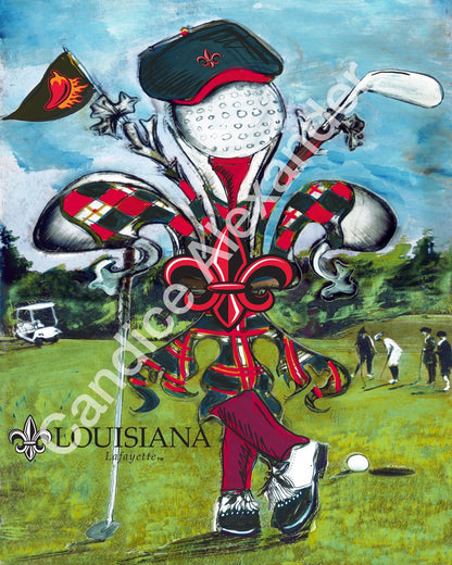 ULL Golfer Fleur De Lis Design by Candice Alexander, Fleur De Lis Artist