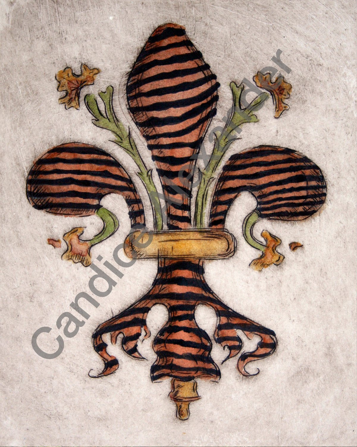 Wild Tiger Fleur De Lis Design by Candice Alexander, Fleur De Lis Artist