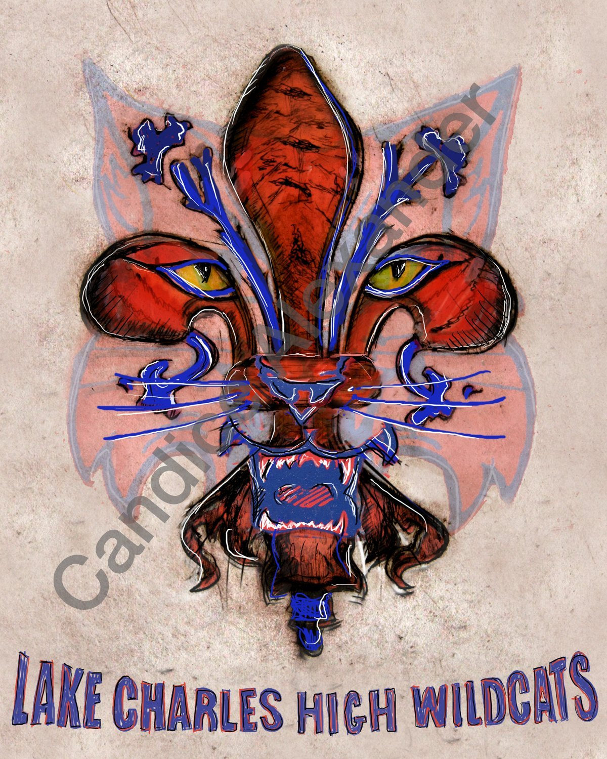 Wildcats Fleur De Lis Design by Candice Alexander, Fleur De Lis Artist