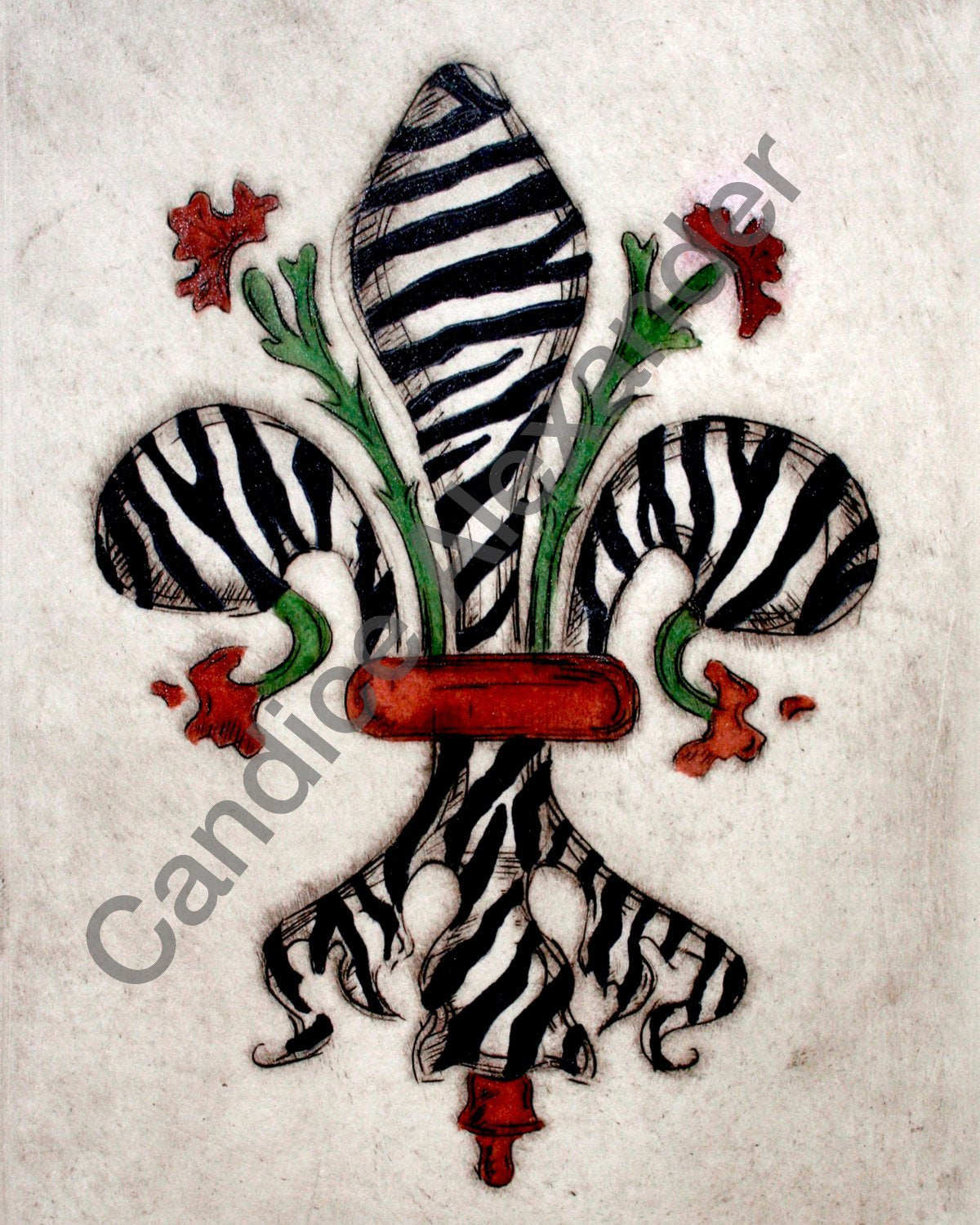 Zebra Fleur De Lis Design by Candice Alexander, Fleur De Lis Artist