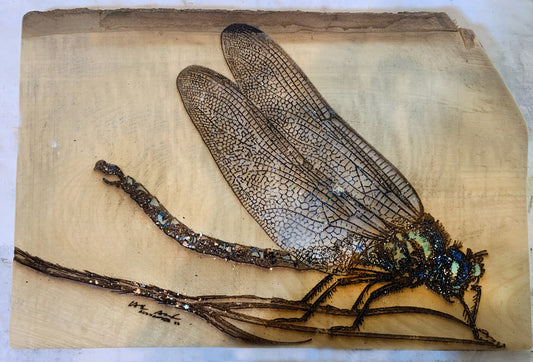 Dragonfly Wood Engraving "One of a Kind"