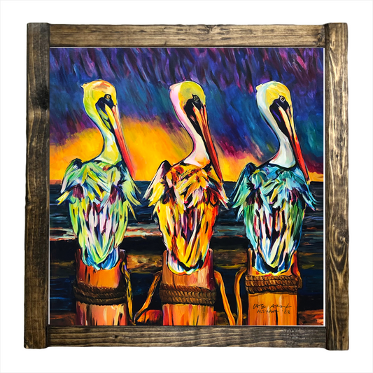 Three Pelicans - Framed