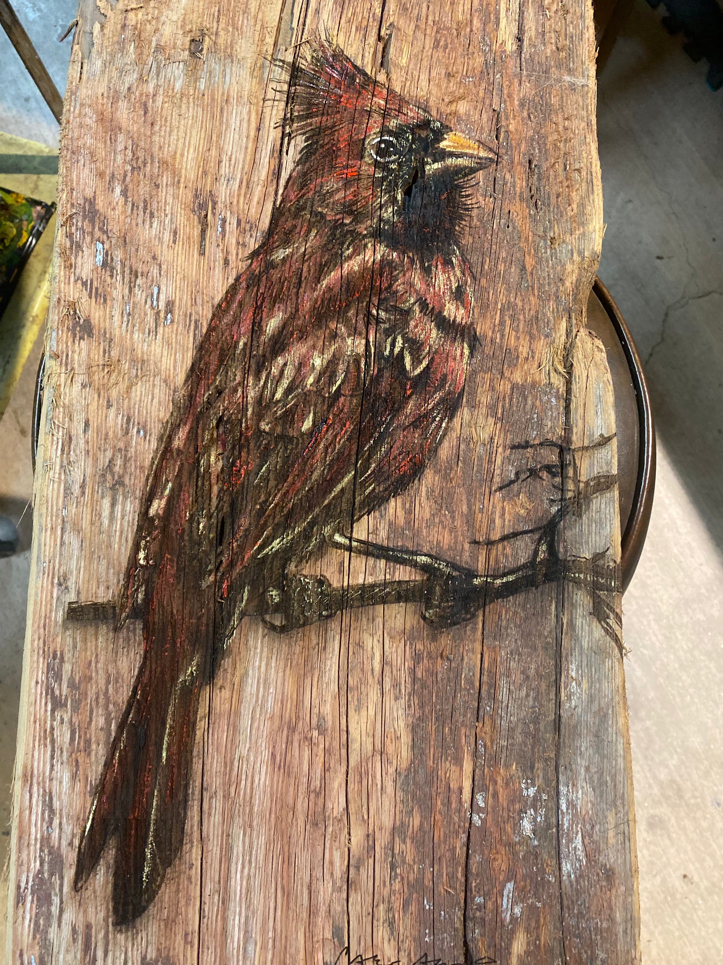 Wood Engraved, Hand Painted Cardinal