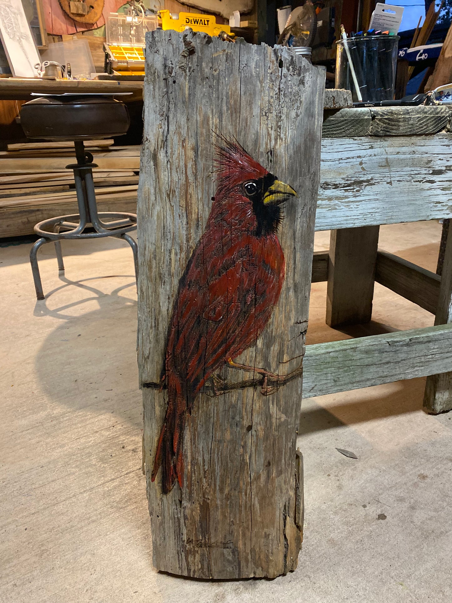 Wood Engraved, Hand Painted Cardinal