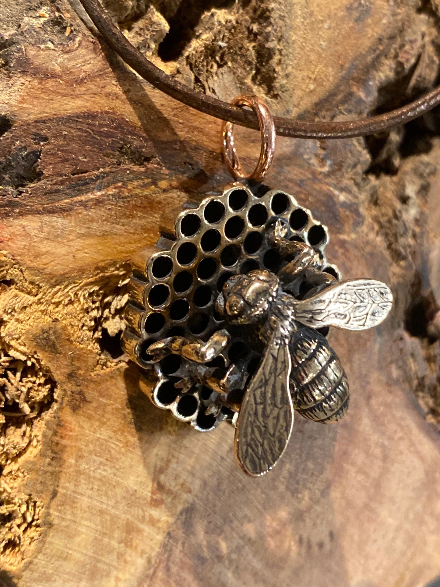Original Bee Honeycomb Casting Necklace