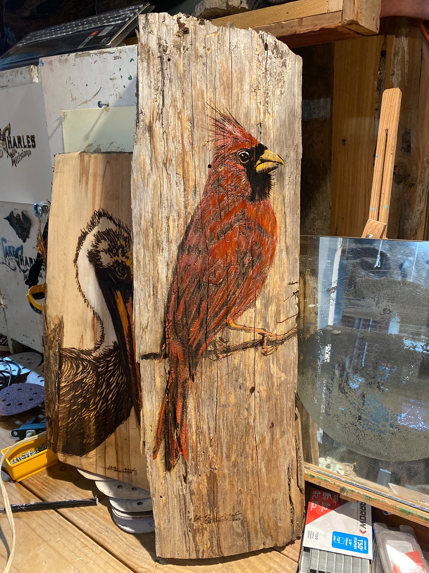 Wood Engraved, Hand Painted Cardinal