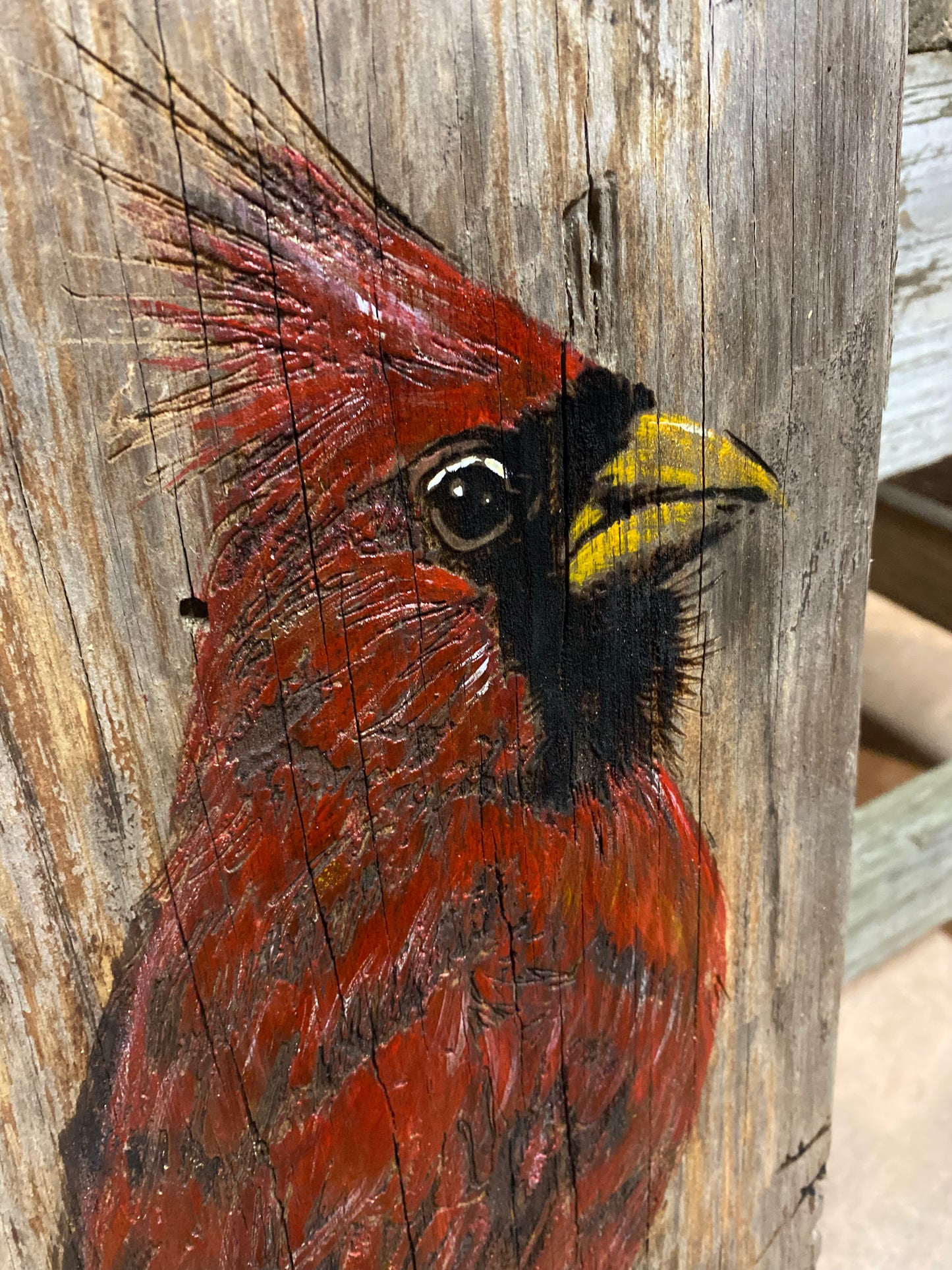 Wood Engraved, Hand Painted Cardinal