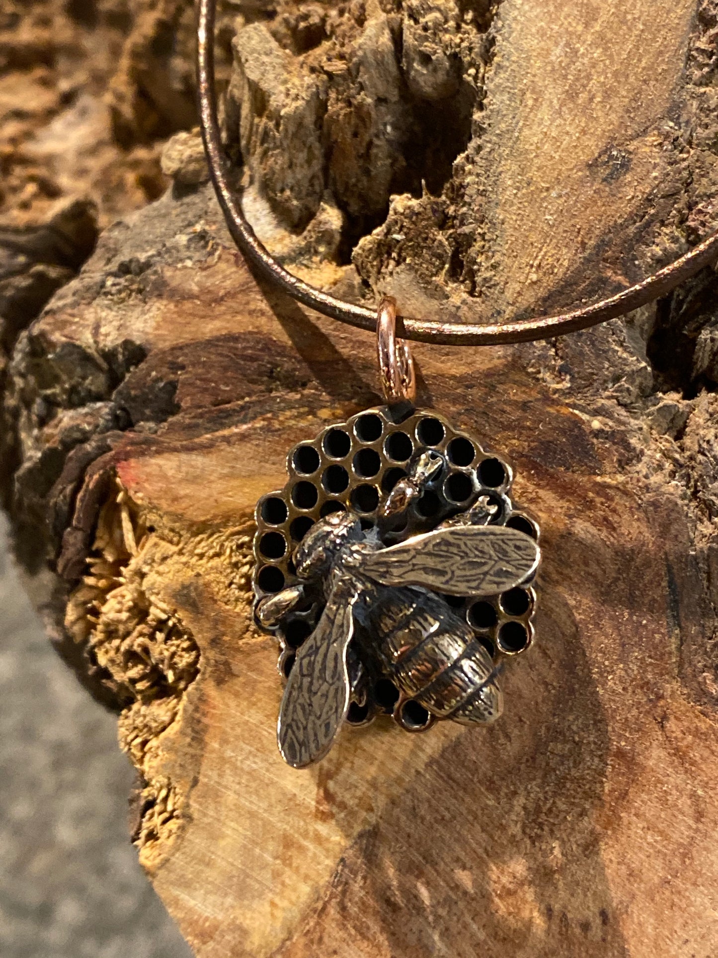 Original Bee Honeycomb Casting Necklace