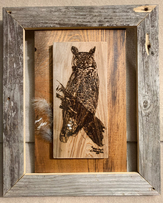Owl Wood Wood Engraving "One of a Kind"